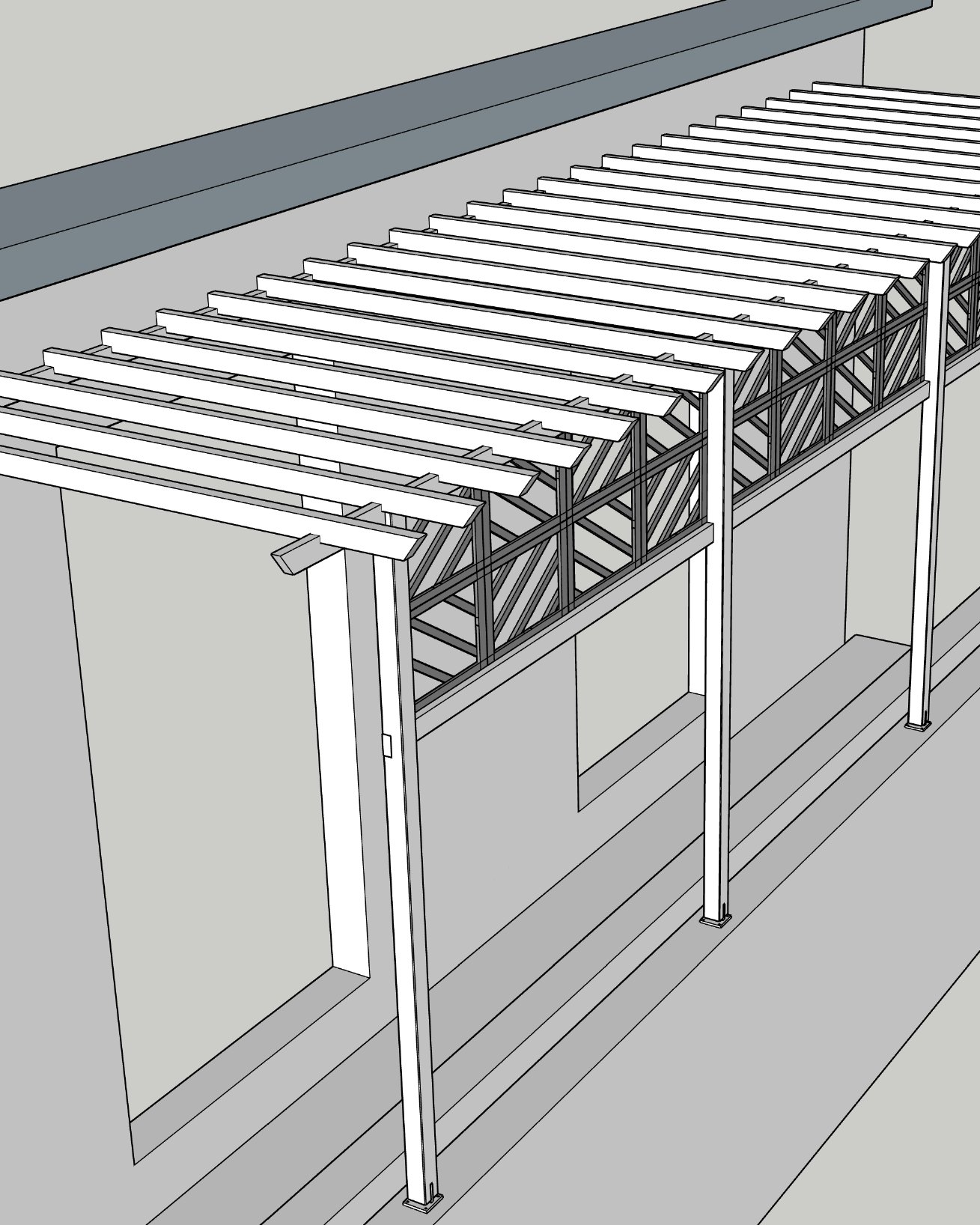 Maquette 3D de la couverture de l'allée d'accès